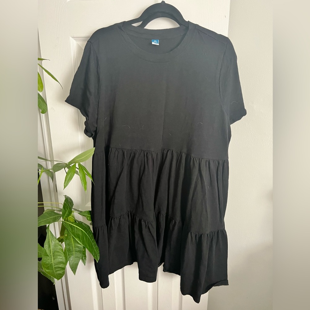 Short-Sleeve Tiered Slub-Knit Mini Swing
Dress for Women